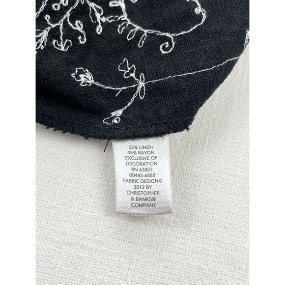 CHRISTOPHER & BANKS Women's Linen Blend Skirt Sz L Fairy Goth Embroidery Floral - Picture 6 of 8